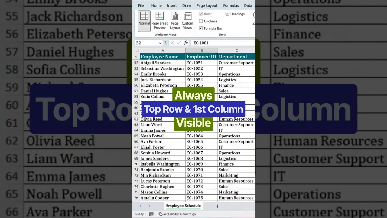 Freeze Rows and Columns Together in Excel #exceltips