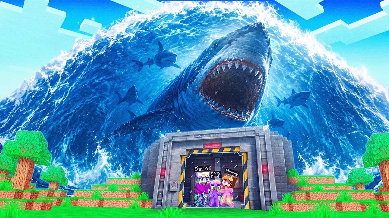 MEGALODON TSUNAMI vs DOOMSDAY BUNKER In Minecraft!