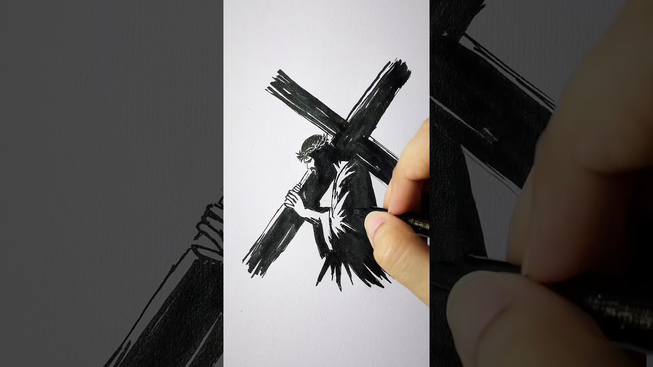 I turned a StickMan into Jesus Christ ✝️🙏#jesus #art #drawing #christianart #shorts