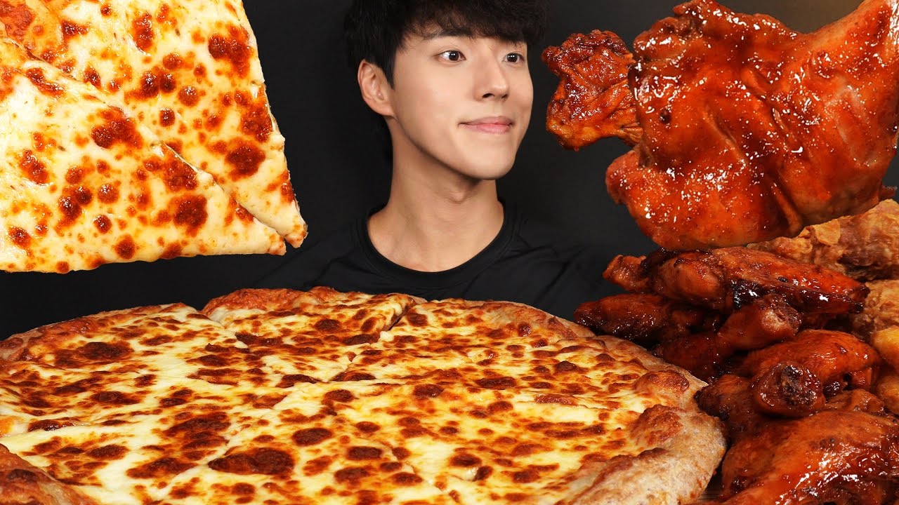 ASMR MUKBANG PIZZA & BBQ CHICKEN & FRIED CHICKEN