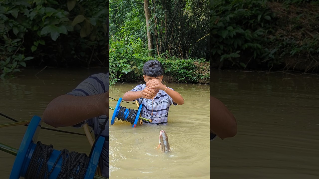 The Unique Trapping Fishing System, with rollar hook(part)4#fish#shorts
