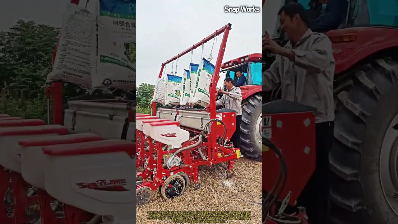 트랙터 일체형 유압 리프팅 크레인을 활용한 파종기 호퍼 비료 대량 투입 기술 #worker #process #farmmachinery #planter #smartfarm
