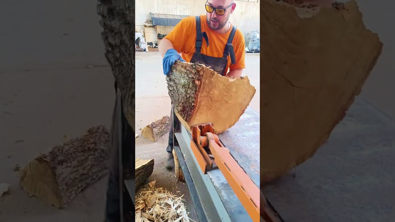 Extreme Wood Splitting Skills on Another Level 🔥 #shorts #woodworking