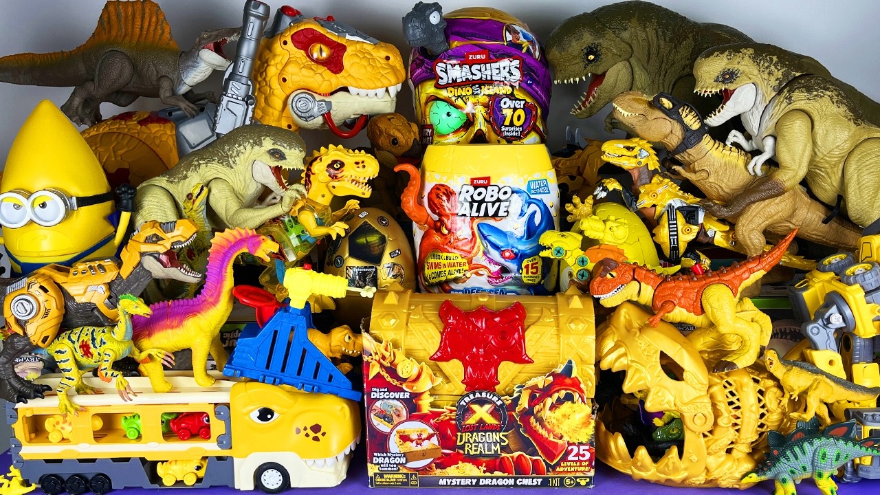 Jurassic World Unboxing Review Asmr Colorful Dinosaur T-rex D-rex Spinosaurus Triceratops ZURU Eggs
