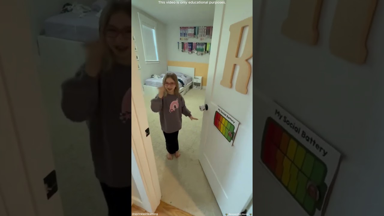 😱 This Girl's Bedroom Door Has a Social Battery Meter! ⚡🚪 #shortvideo