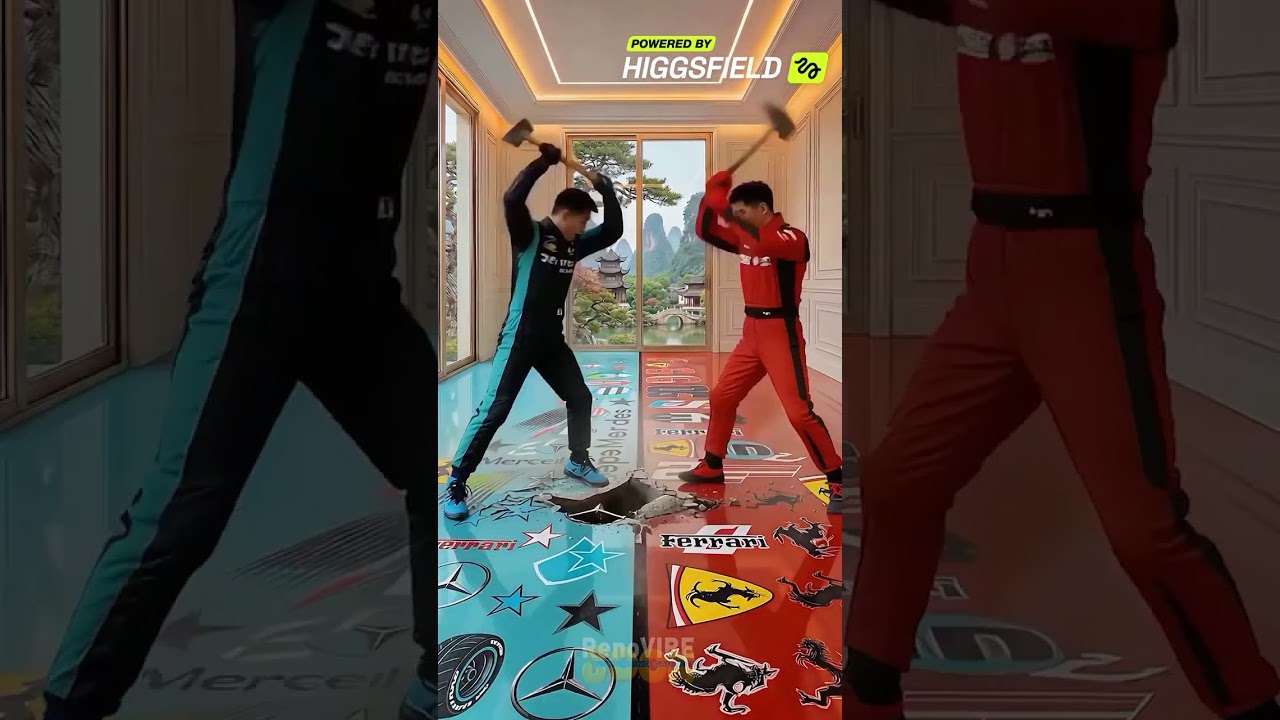 Epic Showdown: Mercedes vs. Ferrari's Stunning Epoxy Floors! 🏎️✨ #F1 #Short