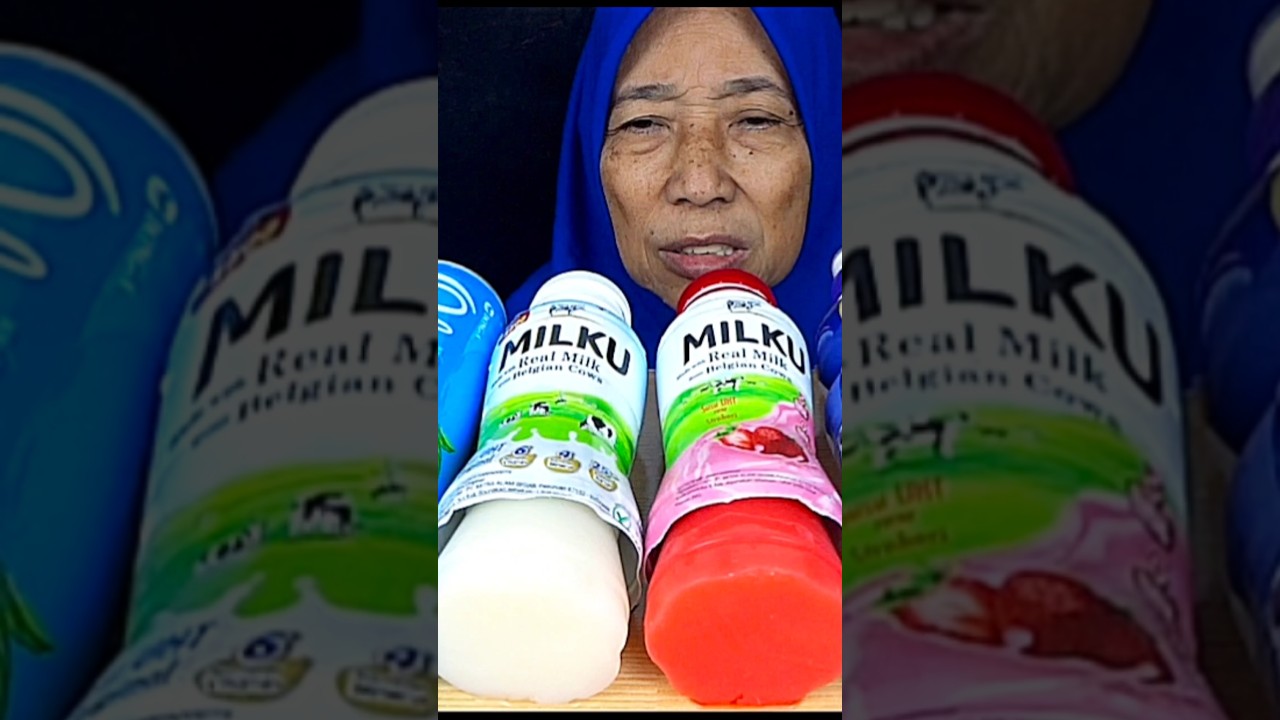 Puding susu milku warna pink dan putih mukbang lucu
