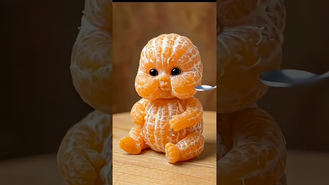 Feeding the Cutest Tiny Orange Baby! Food Art Comes to Life​#FruitArt​#FoodCarving​#MandarinBaby