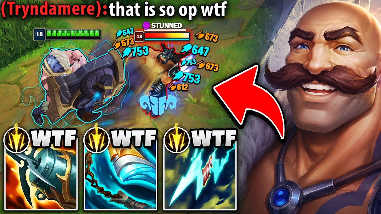 I GAVE THIS TRYNDAMERE PTSD WITH MACHINE GUN BRAUM TOP (HE WAS SO CONFUSED)