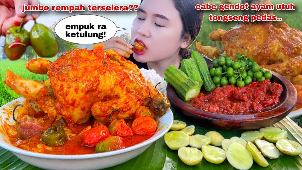 LUDESKAN ! TONGSENG PEDAS AYAM UTUH CABE GENDOT SAMBAL TERASI LALAPAN JENGKOL MENTAH LEUNCA