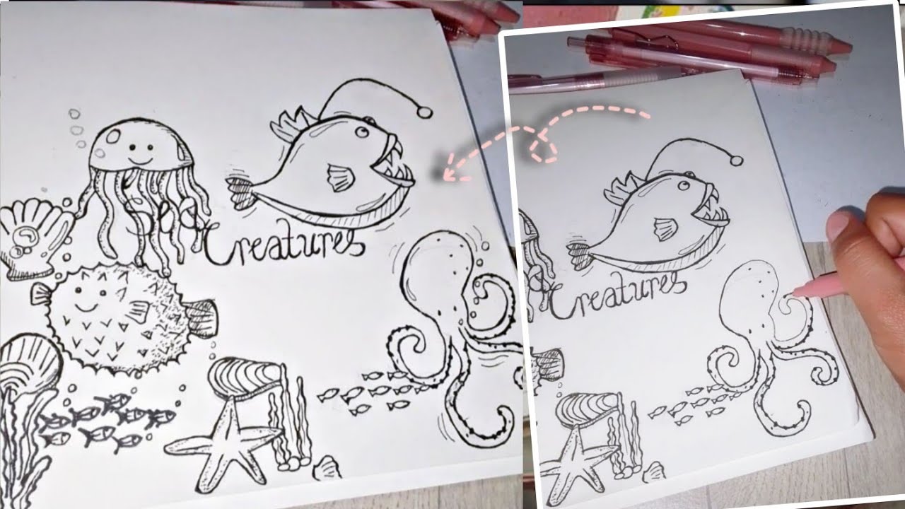 Drawing Sea Creatures Day 2, Drawing Tutorial, Sketching 