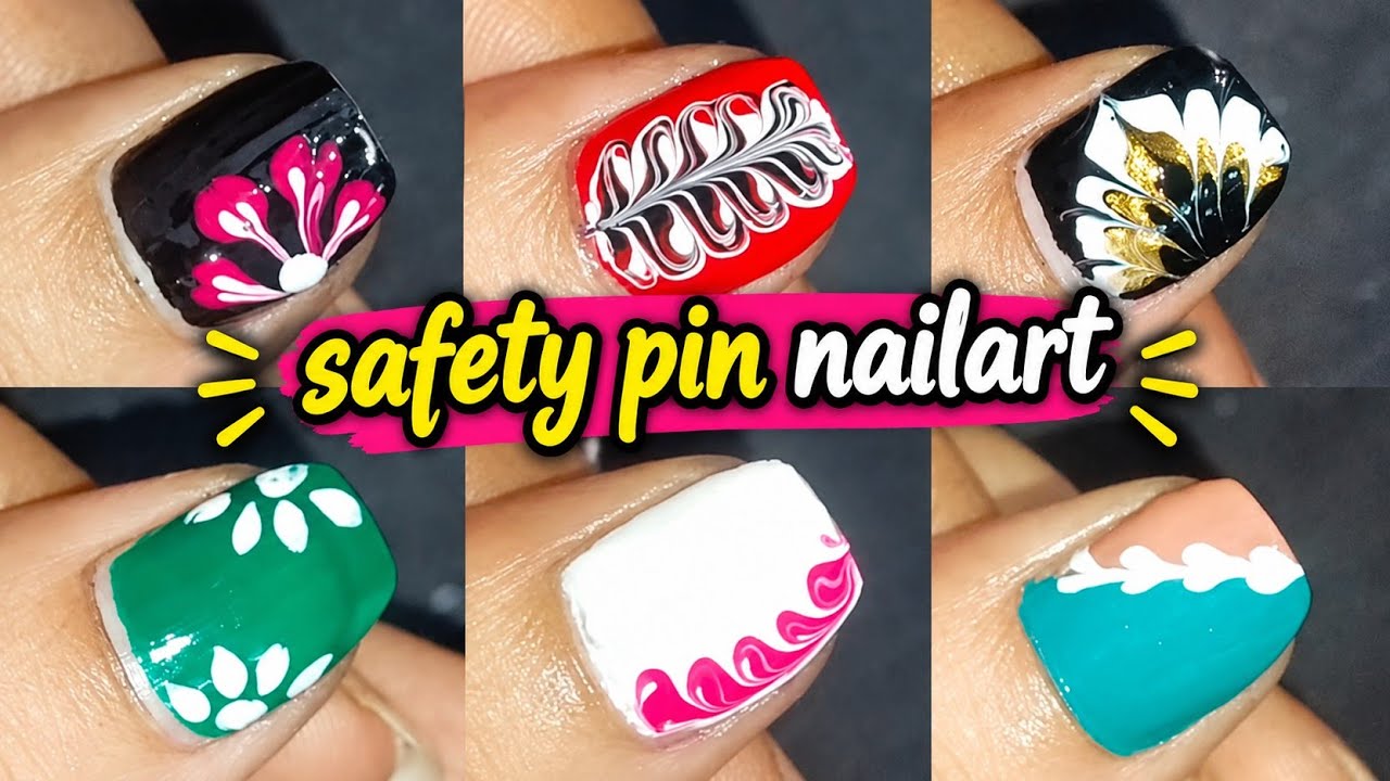 Nailart using safety pin 🧷| house hold items using nailart 💅🏻| Nailart at home 🏠 #viralvideo #nails 