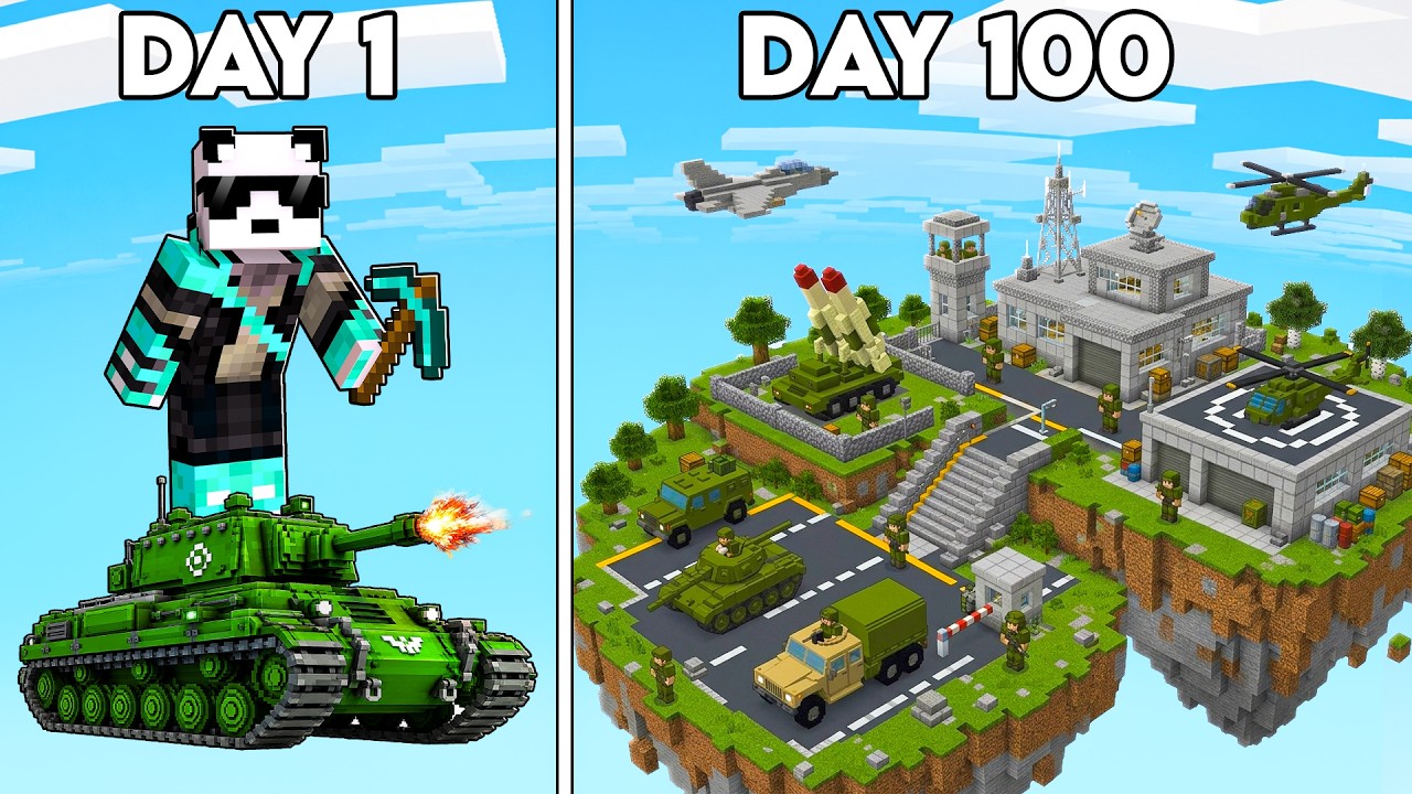 I Survived 100 Days on ONE MILITARY BLOCK in Minecraft!