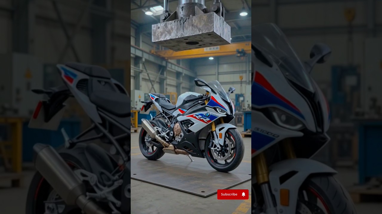 BMW S1000RR vs Hydraulic_#viral#trending #Motorcycle#BikeCrusher #CrushingThings#aishorts