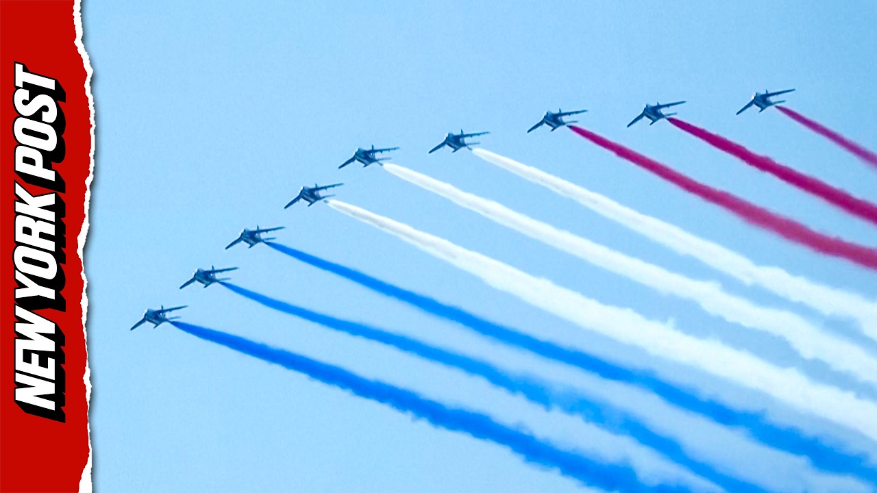 Jets Show Off Trail of Red, White, And Blue Streaks Above NYC in STUNNING Display For America 250