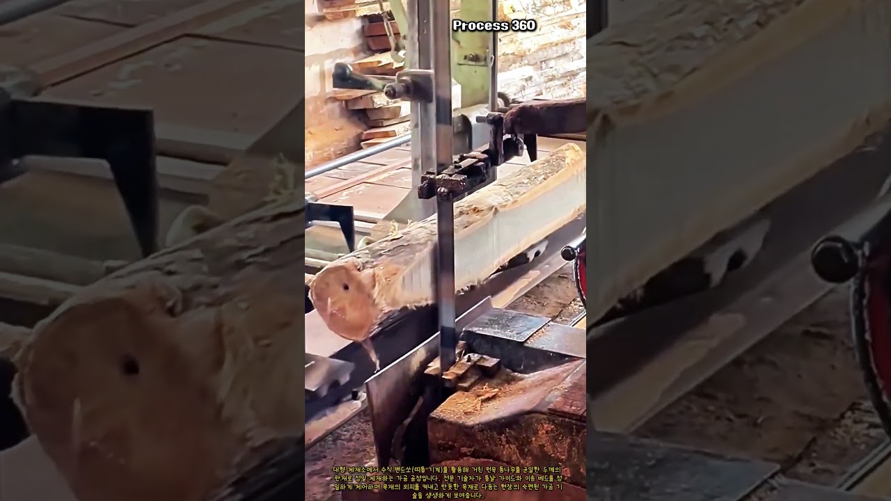 제재소 수직 띠톱 원목 정밀 제재 공정 #worker #process #bandsaw #lumber #carpentry