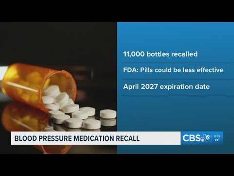 More than 11,000 bottles of blood pressure medication recalled as they may be ineffective, FDA says