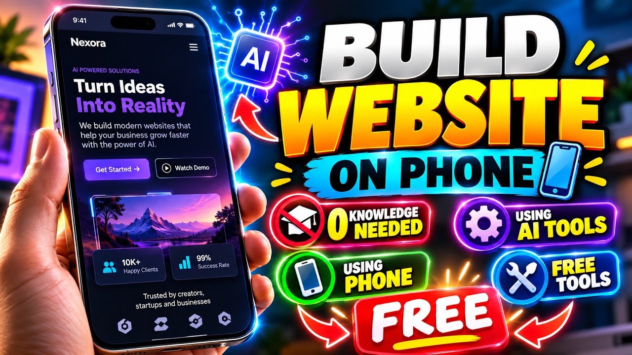 How to Build a Website Using Phone with AI for FREE 🔥 | Without any Coding Knowledge | #krishnakodez