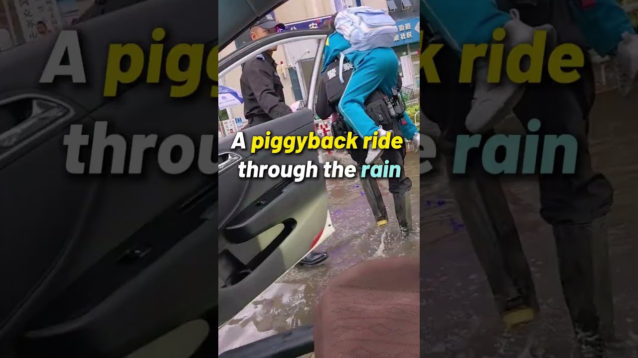 A piggyback ride through the rain