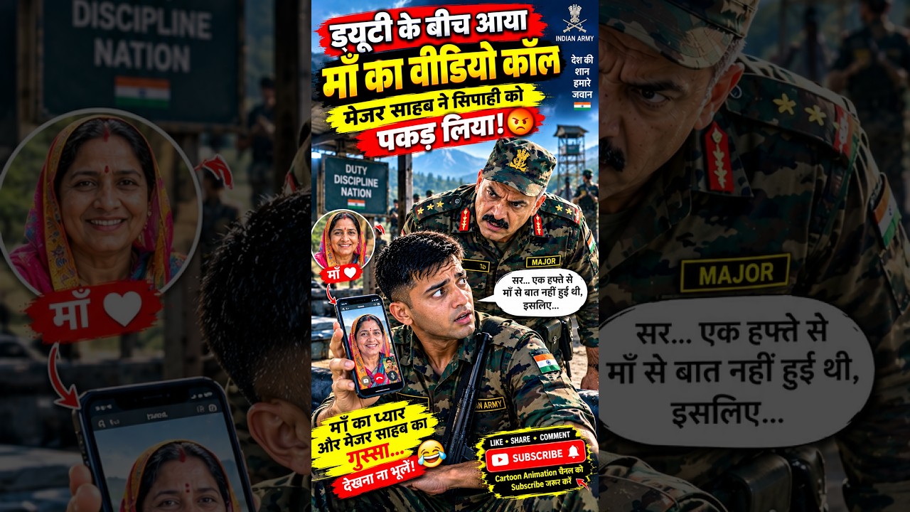 ❤️🇮🇳 ड्यूटी के बीच आया माँ का वीडियो कॉल! मेजर साहब ने सिपाही को पकड़ लिया 😂 | #ArmyComedy #Shorts
