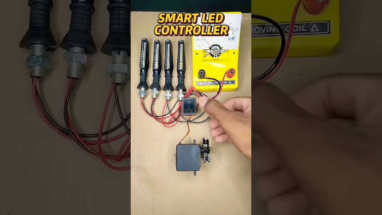 4 Signal Lights & Analog Voltmeter Powered by Metal Servo Motor ⚡ | DC Motor Project #Shorts #diy