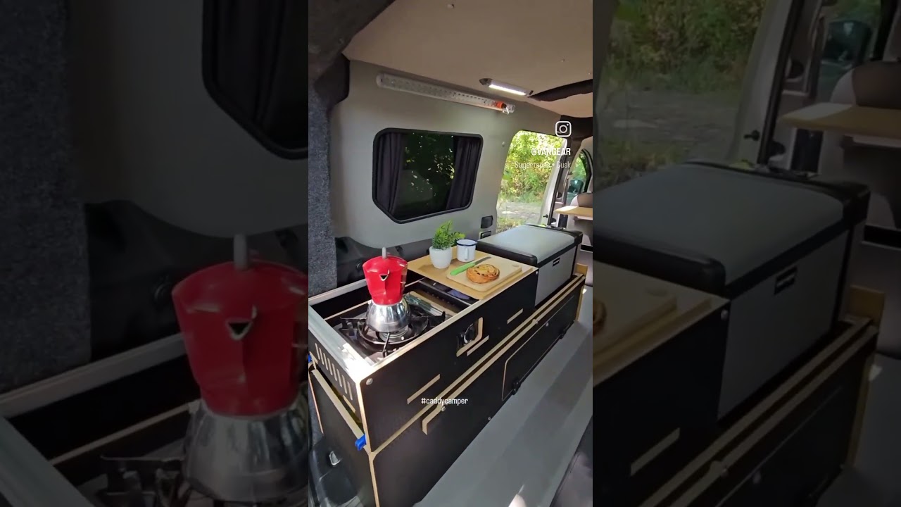 Volkswagen Caddy Maxi camper van conversions at www.vangear.co.uk #campervan #caddycamper