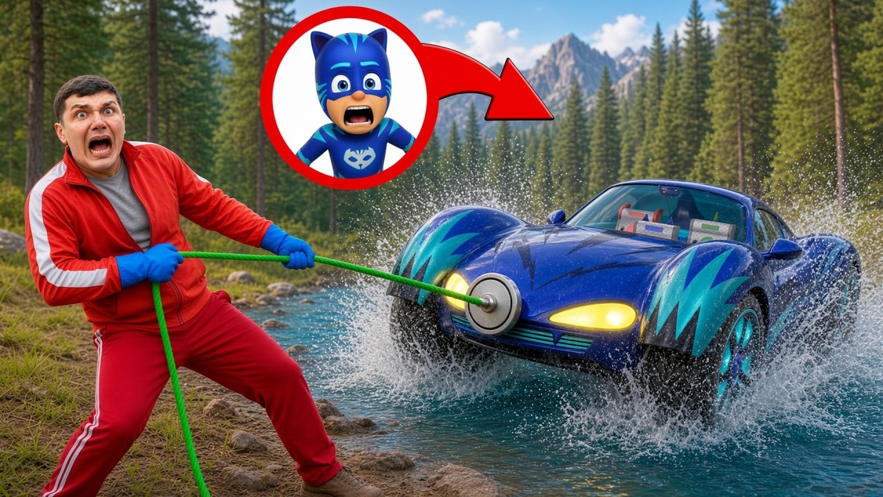We Found PJ MASKS Cat-Car Underwater While Magnet Fishing! Catboy CRASHED!
