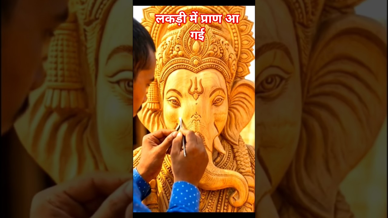 🌺🪵लकड़ी में प्राण आ गई 🤔 #woodworking #vairalvideo  #gnpatibappamorya #motivation #bhakti #shorts