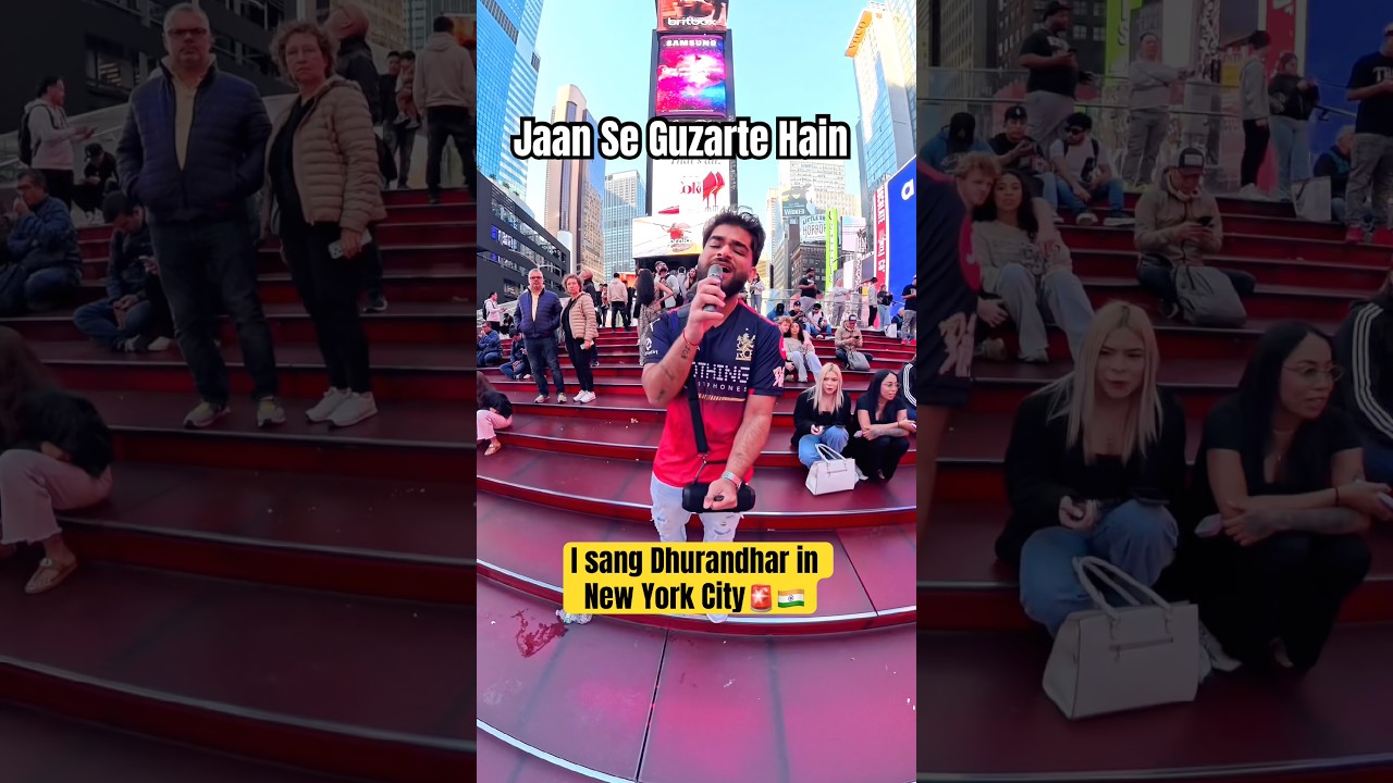 I sang Jaan Se Guzarte Hain in New York City 🇮🇳🚨 #dhurandhar  #bollywood  #india #singing #public
