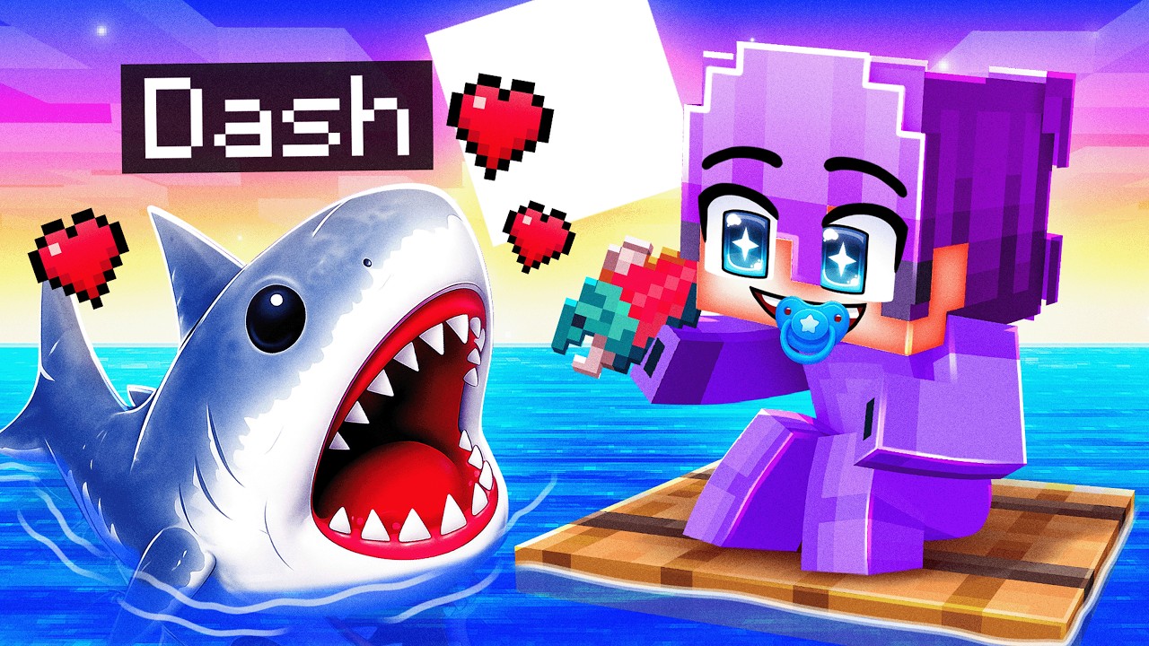 I Pretended to be BABY MEGALODON SHARK on a One RAFT!