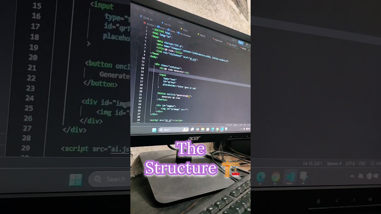 QR Code Generator 📱⚡Built with HTML, CSS & JavaScript 💻🔥#youtubeshorts #coding #javascript #edit