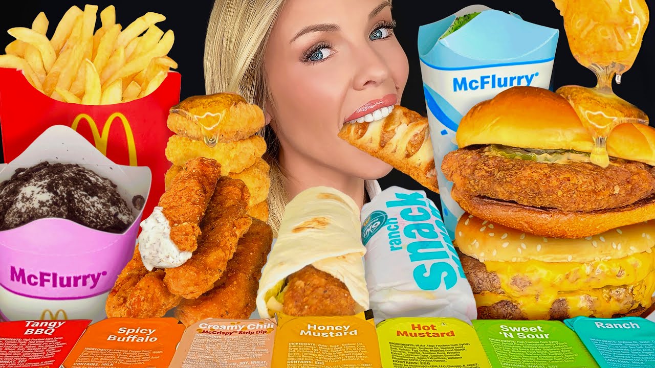 ASMR MCDONALDS MUKBANG, McCrispy Strips, Bacon Quarter Pounder, Oreo McFlurry, Chicken Nuggets 먹방