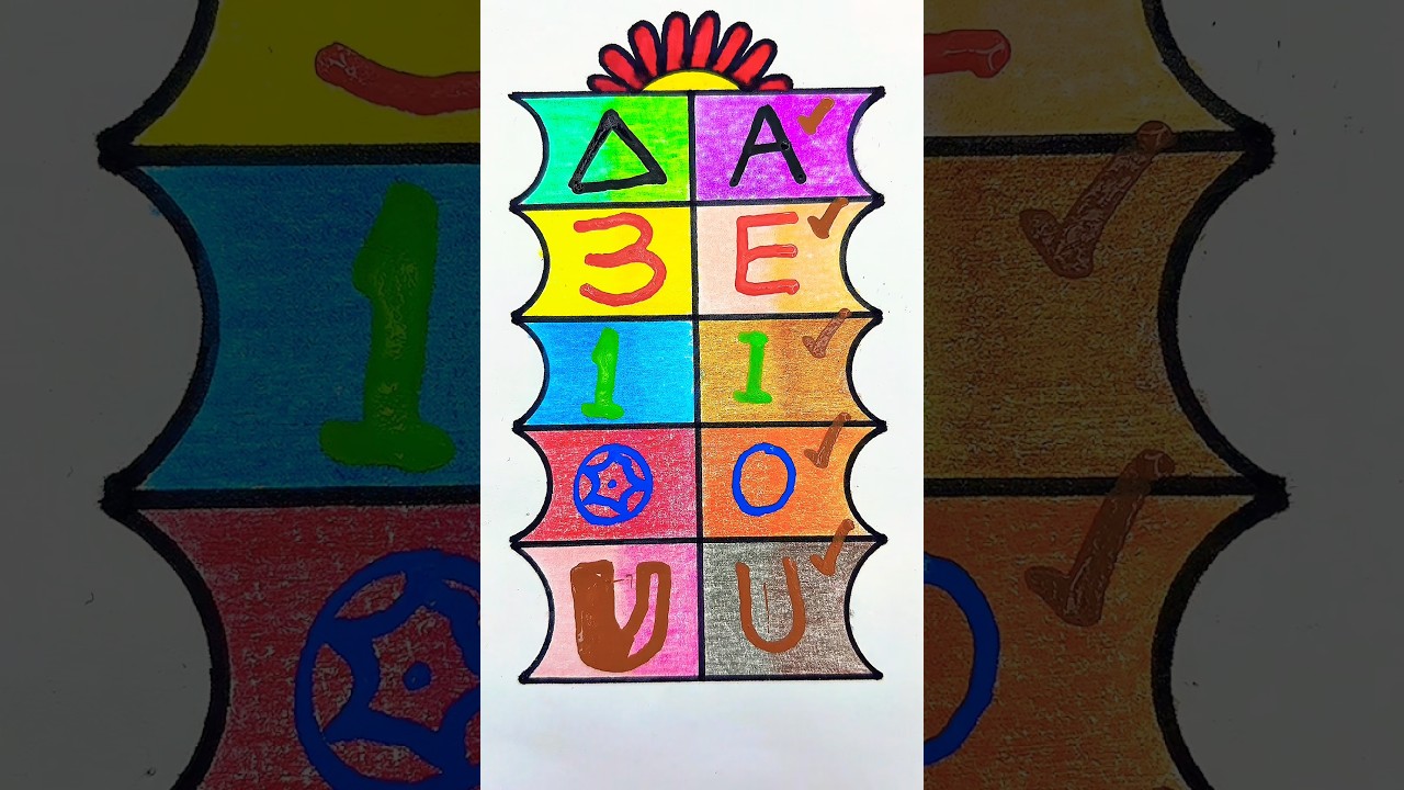 A E I O U Phonics & Color Fun! 🎨✏️ #vowels #preschool #kidslearning