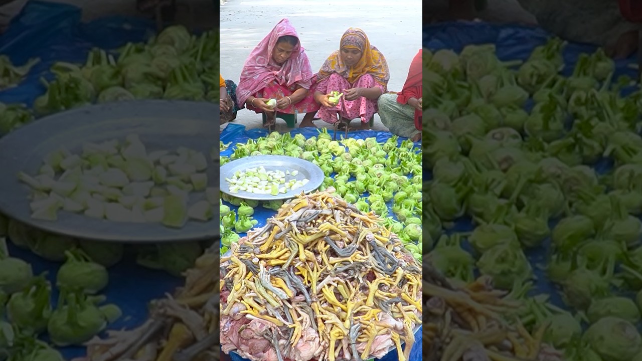 Chicken Lotpoti & Kohlrabi Cooking Preparation #cooking #chickencury #food #villagelife #chicken