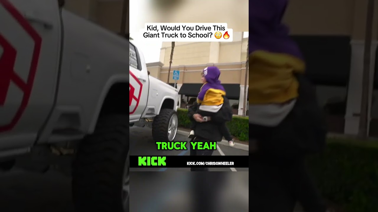 kid, would you drive this giant truck to school #kaicenat #adinross #supercars #lambo