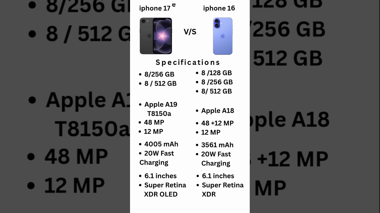 iphone 17e vs iphone 16 | iPhone review | iphone specifications #iphone #tech #review