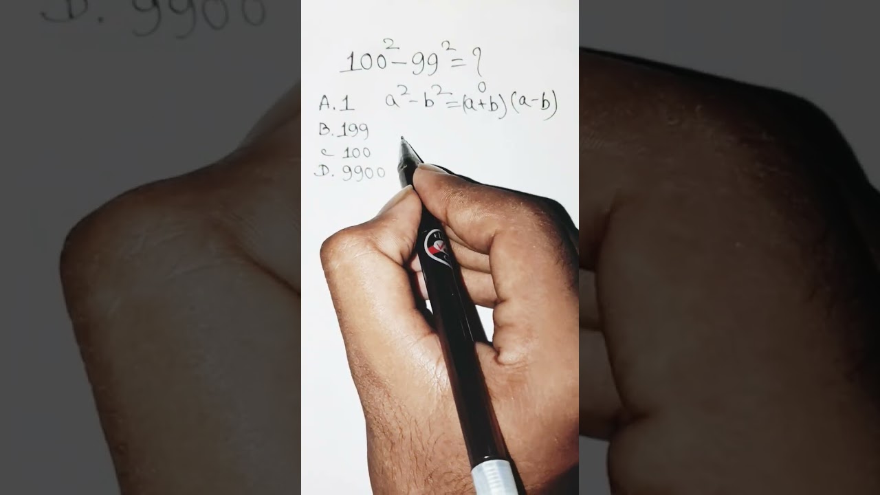 Can You Solve This in 3 Seconds? | 100^2 - 99^2 = ?