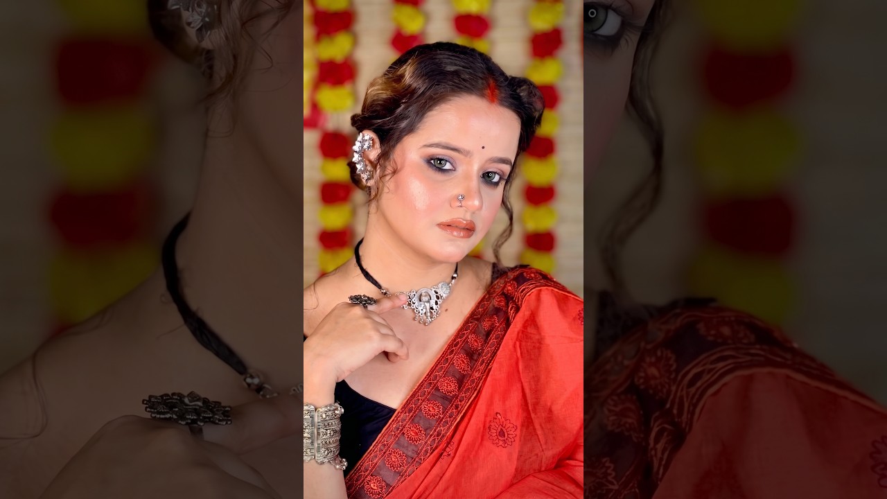Durga Pujo Makeup Transition #ashortaday #makeup # #bengalimakeuptutorial
