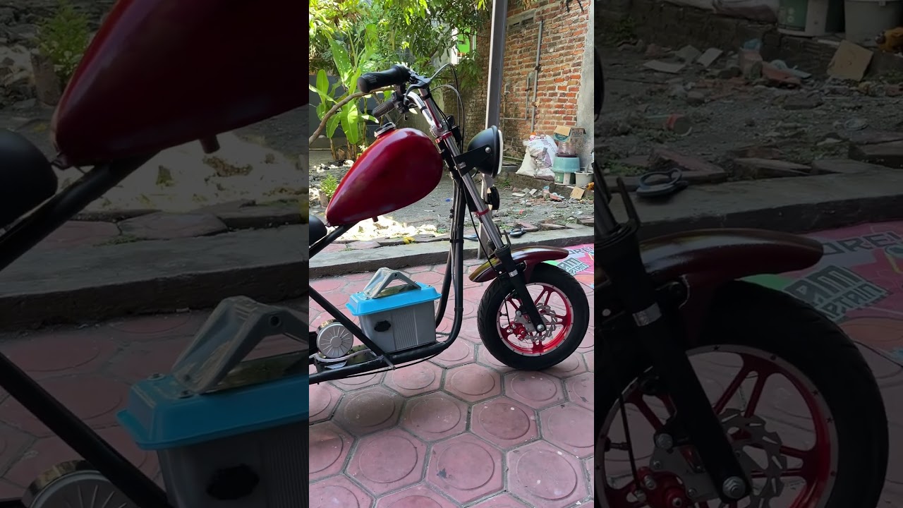 Mini Harley custom mesin tempat sampah racing #maianananak #harleydavidson #escooter#sepeda