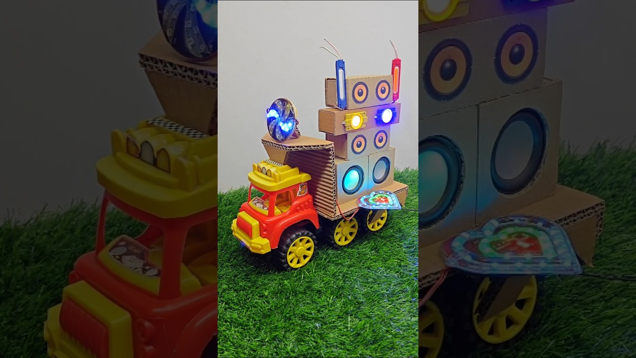 Cardboard Wala Mini Dj Truck Lighting Setup || Best Dj Trolley Box #shorts #djtruck