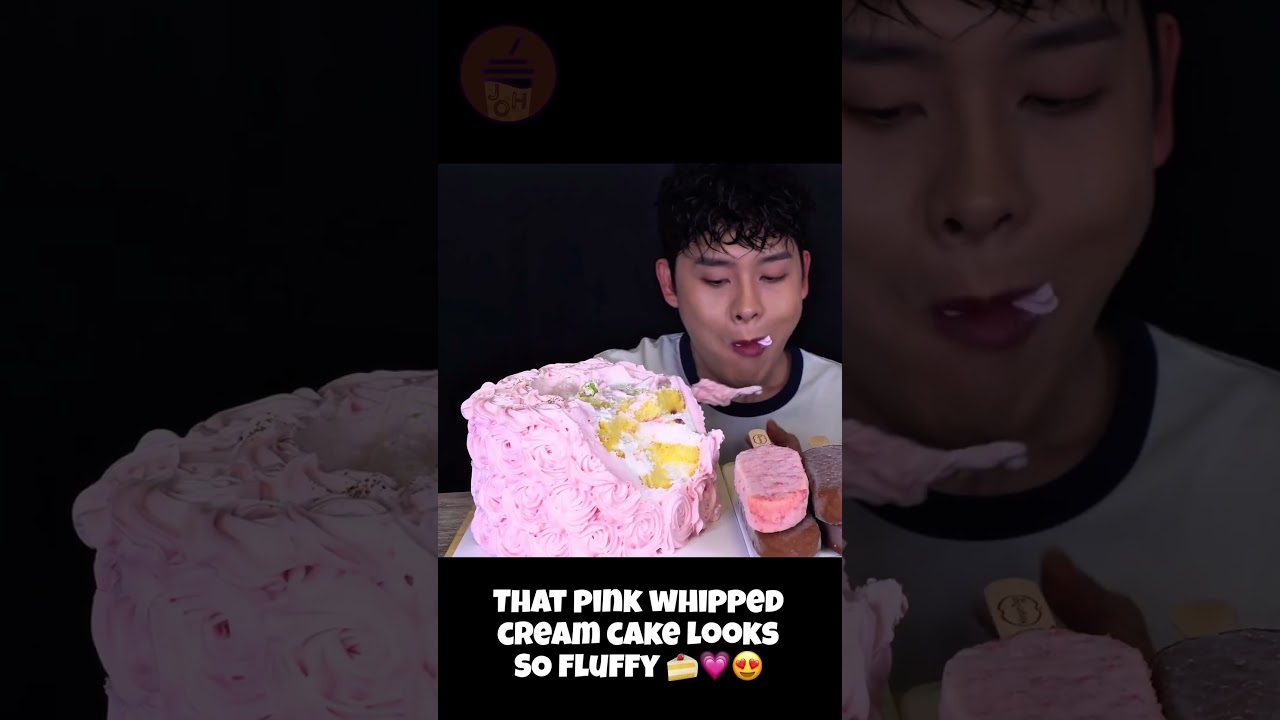 Giant Pink Whipped Cream Cake & Chocolate Ice Cream! Satisfying Big Bites ASMR MUKBANG ©️Bonggil