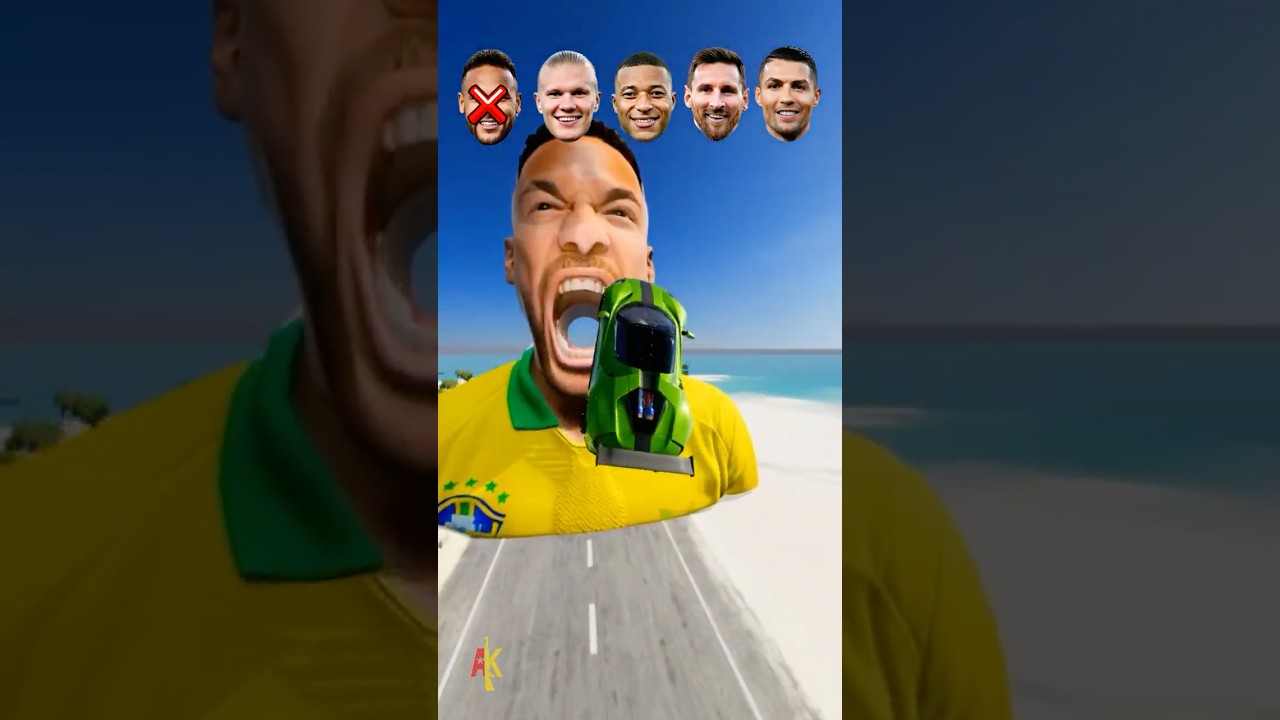 CR7 Cars vs Messi Cars 🚘 Penalty Neymar Character Challange ⚽️ #beamngdrive #simulator #shorts
