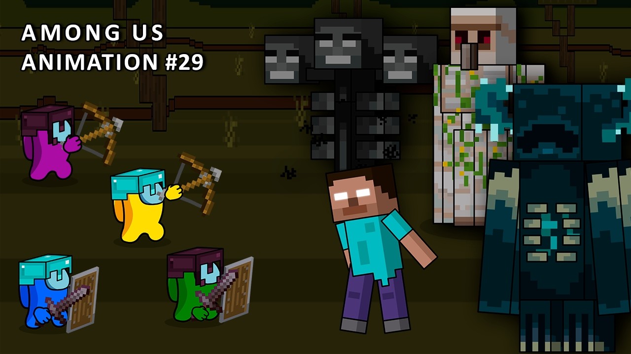 Among Us vs Minecraft Bosses: Warden x Herobrine x Wither x SCP-096 🎮 Toonz Animation