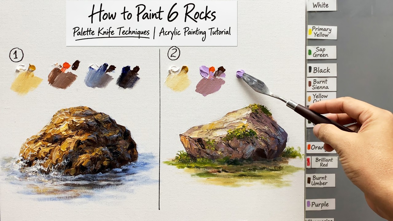 6 Rock Painting Techniques – Part 1 | How to Paint Rocks with a Palette Knife