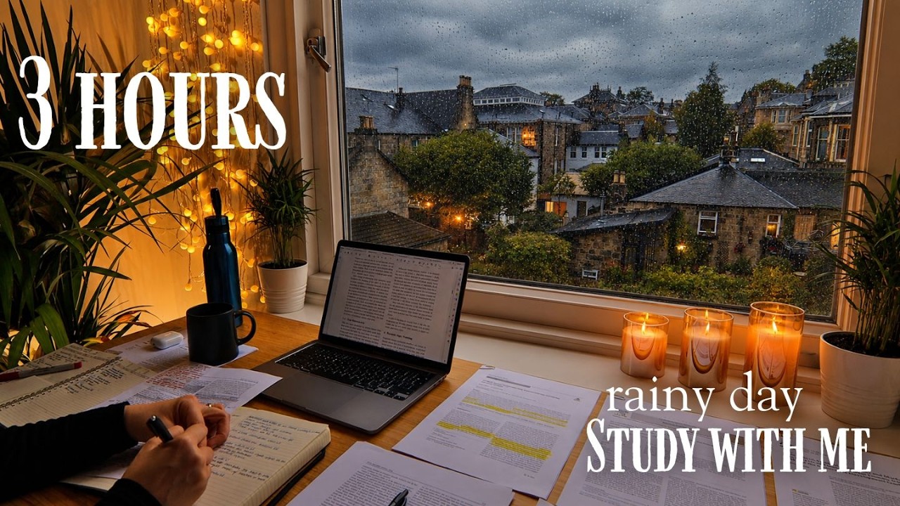 3 HOUR STUDY WITH ME in SCOTLAND |  Deep Focus with Me 🌧️ Rain Sounds, No Music, Pomodoro 50/10