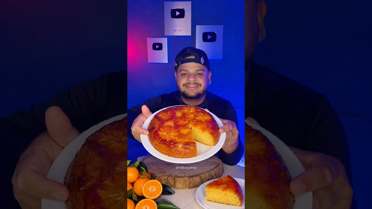Tasting tangerine cake from a skillet 🥮#food #mukbang #asmr #recipe #tasting
