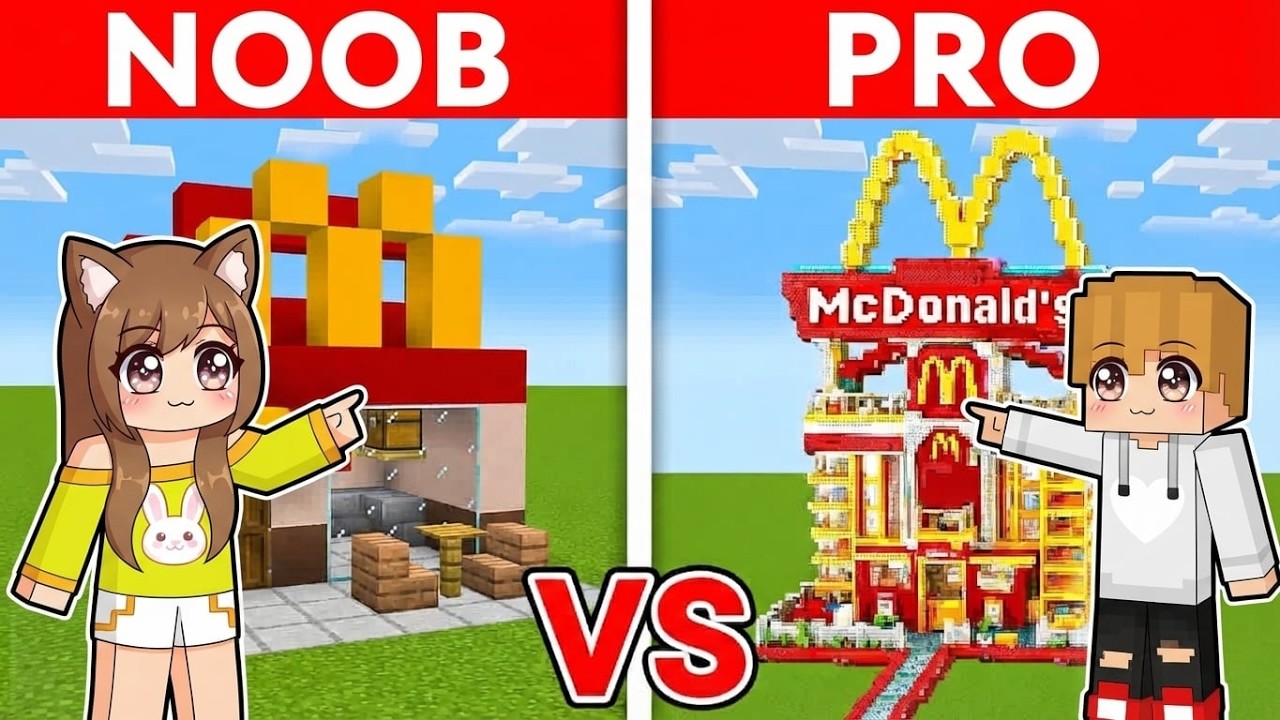 Minecraft NOOB vs PRO MODERN MCDONALDS HOUSE BUILD CHALLENGE!