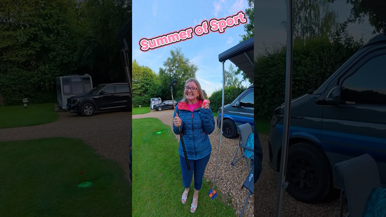 Glow golf challenge incoming! ⛳✨ Who’s taking the win? #summerofsport #dkvanlife #camping #campervan