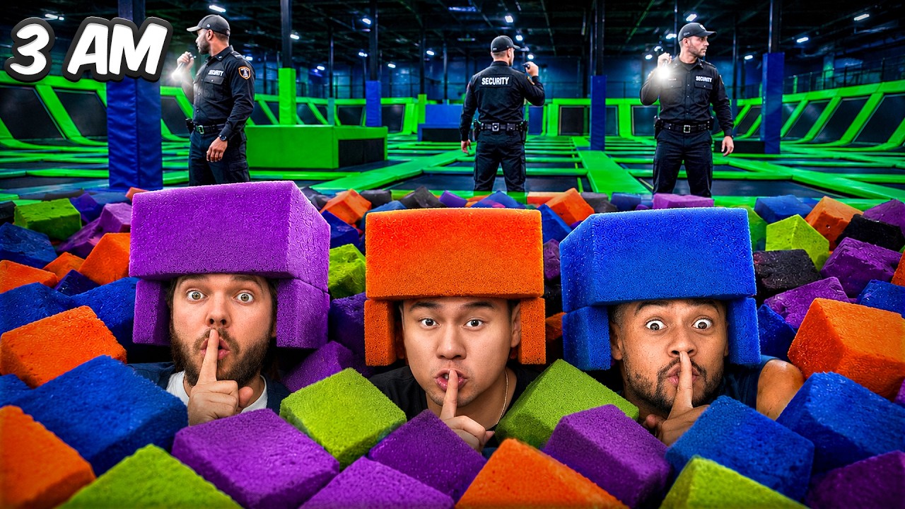 I Spent 100 Hours in a Trampoline Park! (Overnight)