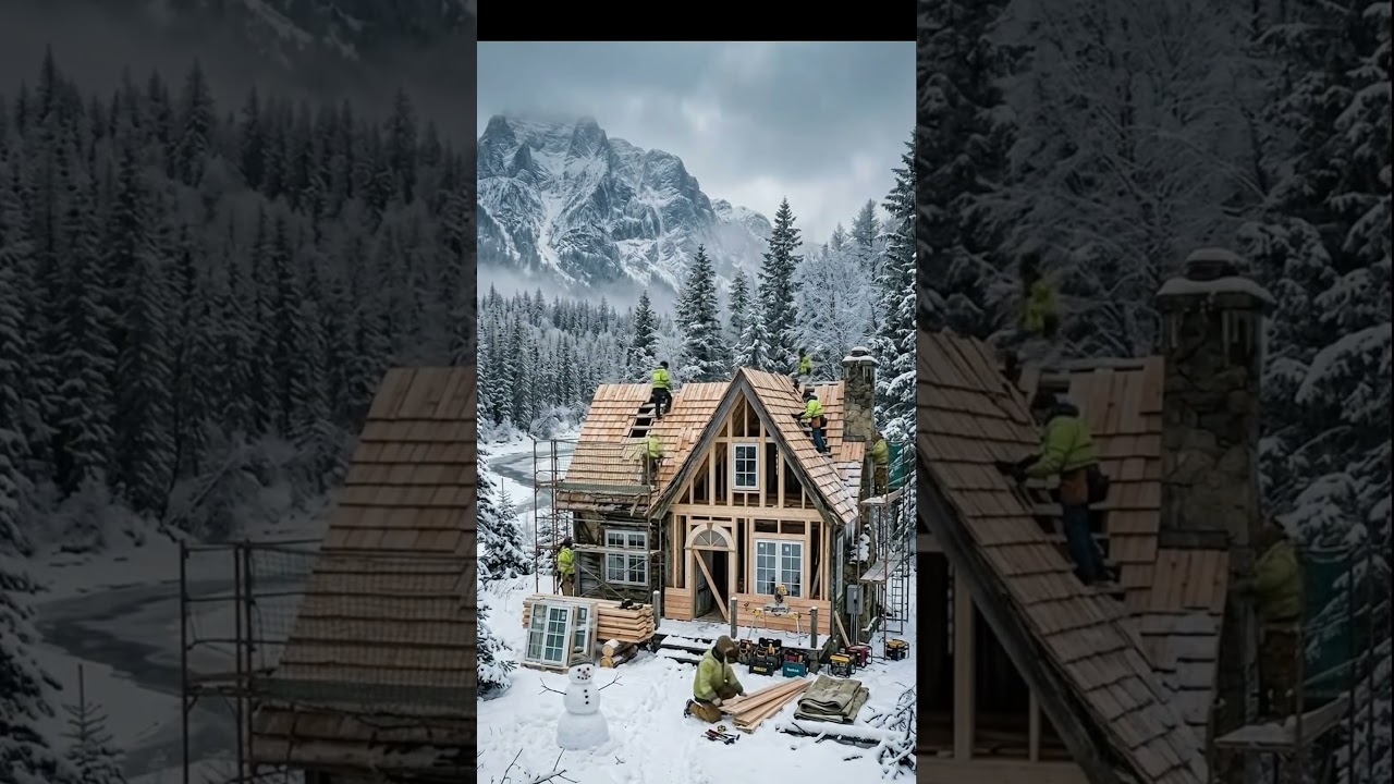 Building a Cozy Cabin in the Snow ❄️🔥 #asmrbuild #cabinadventure #cozyhouse